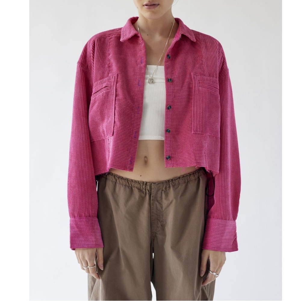 NWT UO Corduroy 90s Y2K Hot Pink Cropped Jacket